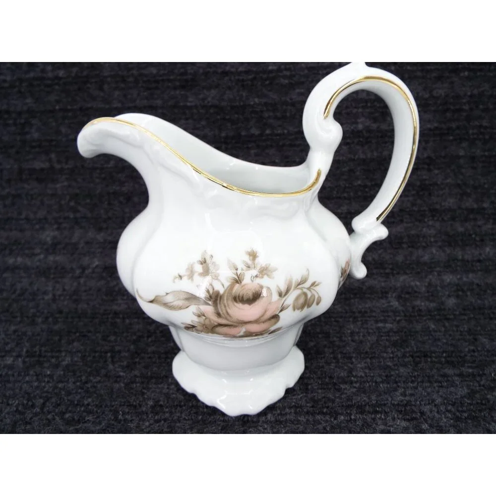 Johann Haviland Sepia Rose Creamer Sugar Bowl Set Bavaria Germany